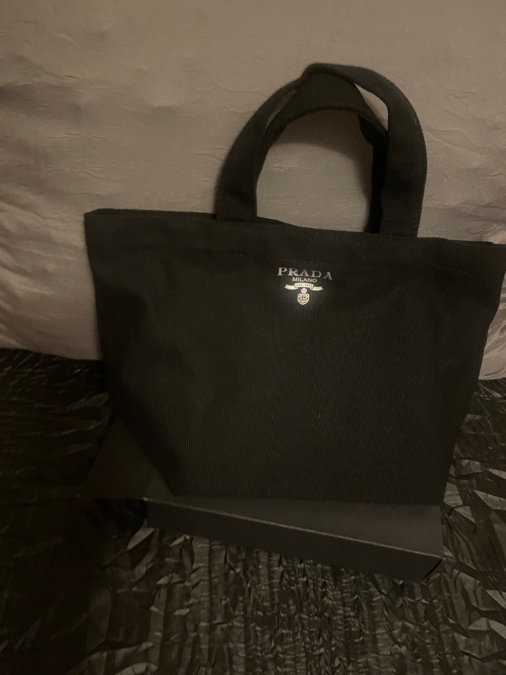 Prada Black Canvas Messenger Tote - Picture 15 of 17